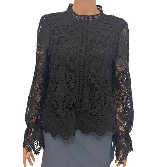 Ultra Pink medium high neck lace embroidered blouse top TLS1 2412 - Picture 1 of 12